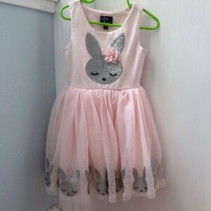 Pink Bunny Dress with Silver Accents